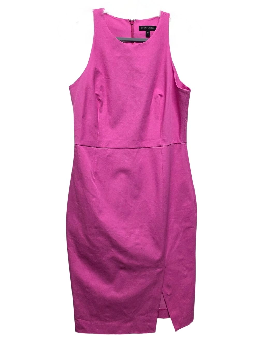 Banana Republic Sleeveless Sheath Dress Size 12 Fuchsia Pink Cotton Stretch